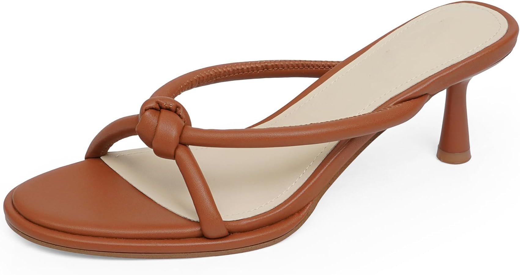 Womens Heeled Sandals Rounded Open Toe Mid Heels Slip on Bow Mules Sandals Comfort Dress Party Sh... | Amazon (US)