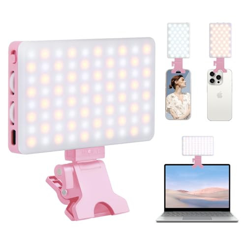 Inspack 80 LED Selfie Light for iPhone, Portable Phone Clip for Tiktok Video Recording, Zoom Calls Lighting Computer, High Power Rechargeable with 3 Light Modes, Laptop Conferencing(Pink) | Amazon (US)