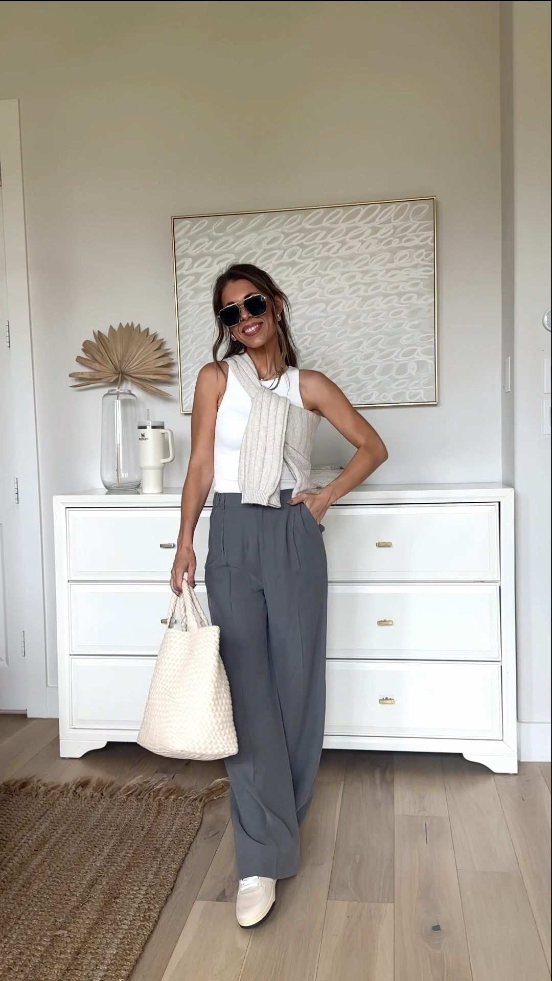 GDWM! Nsale trousers XS 
Bodysuit xs
Sneakers in stock 
Amazon onesie 
Amazon bag and sunglasses 

#LTKstyletip #LTKFind #LTKxNSale