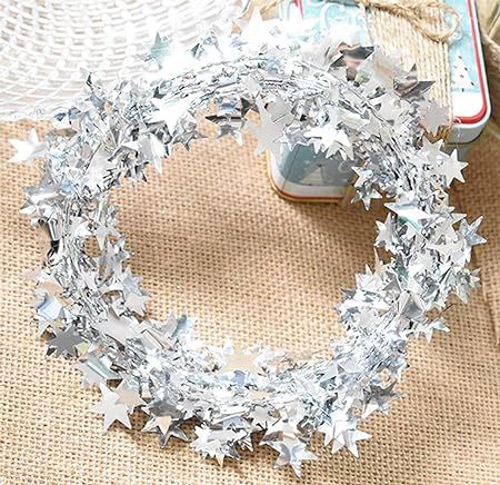 Mistari 25 FT Star Tinsel Garlands with Wire Star String Decor for Christmas Tree Party Decoratio... | Amazon (US)