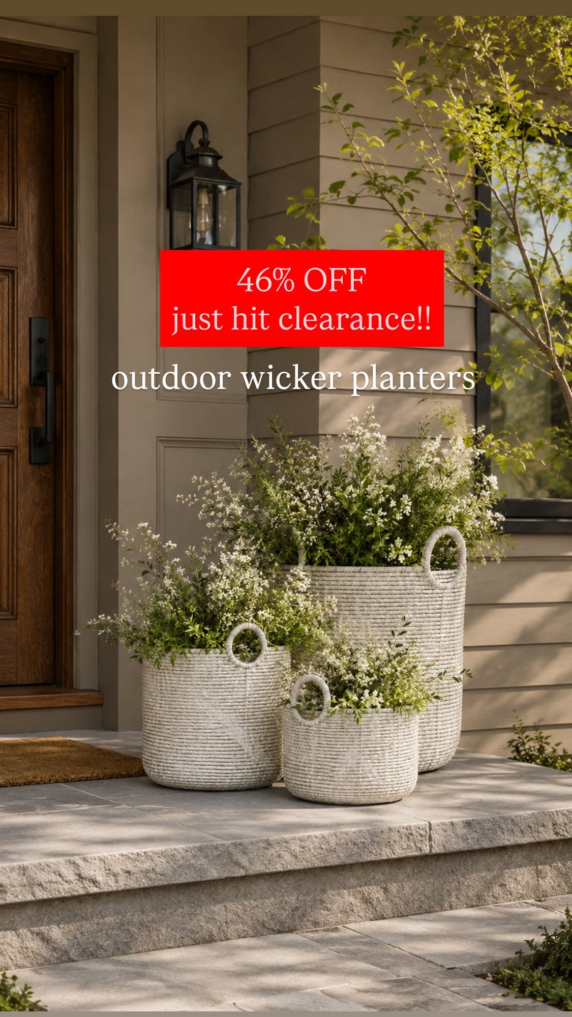 These handcrafted wicker-style outdoor planters are 46% off on clearance and SO good for a front porch refresh. I love the white color for that high-end timeless look — they add the perfect touch of texture and charm to any entryway. These look way more expensive than they are and would be beautiful styled with florals or greenery for summer.

#LTKSeasonal