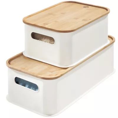 iDesign® Medium Eco Stacking Bin with Bamboo Lid | Bed Bath & Beyond