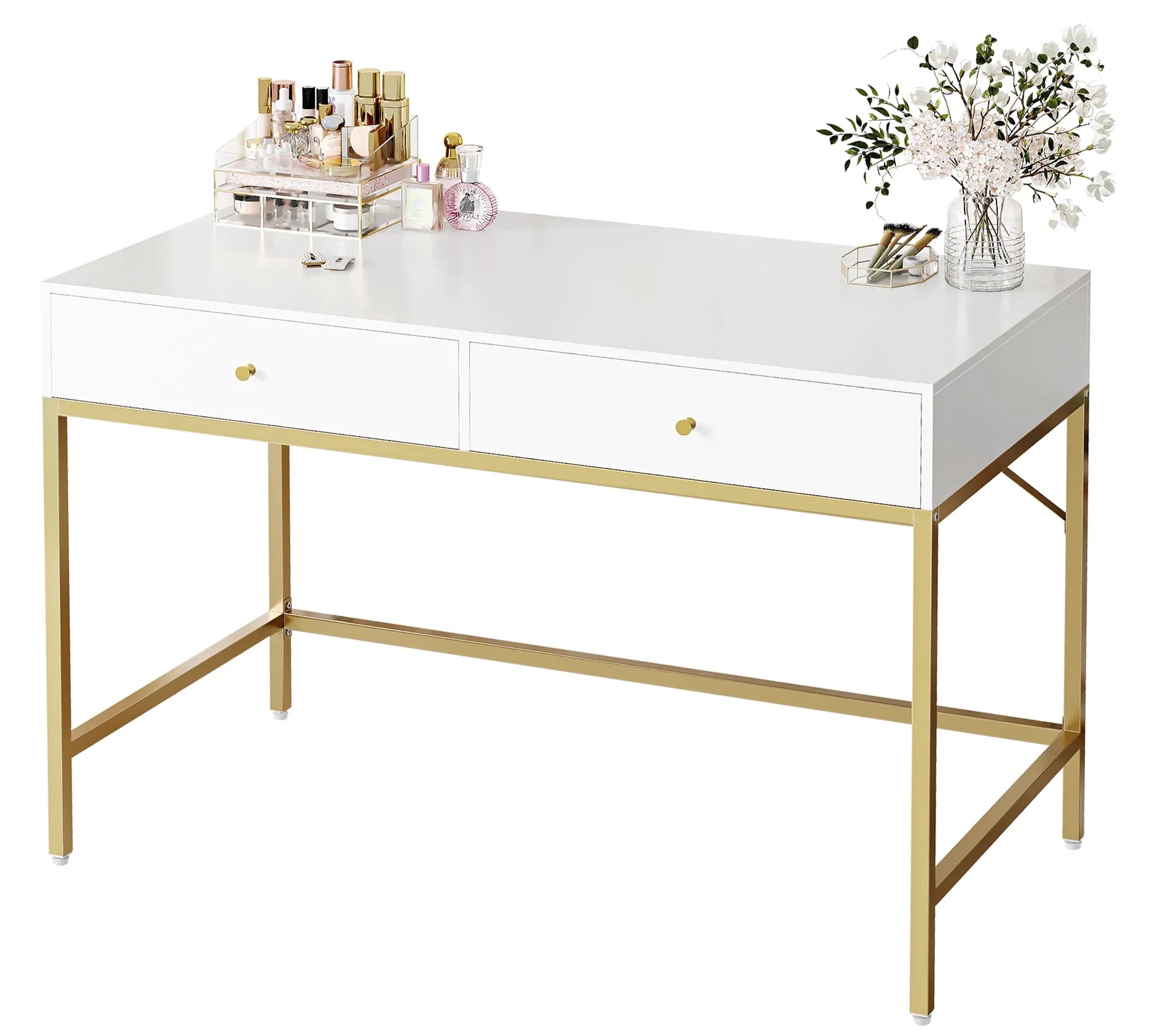 Amadwell 39 Inch White Vanity Desk with 2 Drawers, Small Makeup Vanity Computer Desk for Bedroom - Walmart.com | Walmart (US)