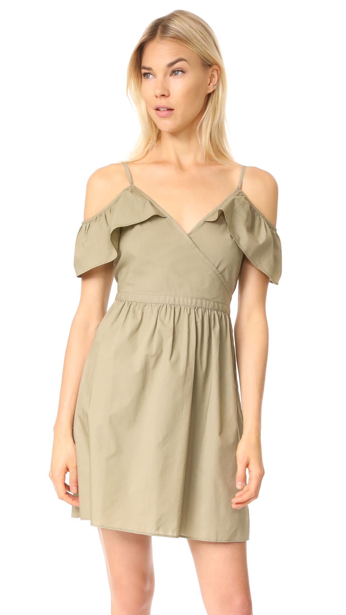 Madewell Khaki Cold Shoulder Dress | Shopbop