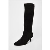 Womens Black Faux Suede Low Heeled Boots - 5 | NastyGal UK