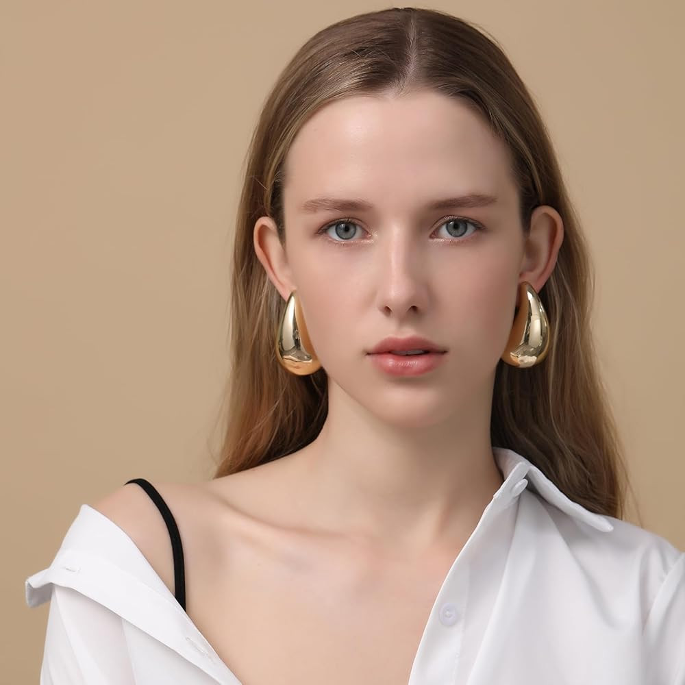 Extra Large Big Drop Earrings for Women, Oversized Chunky Gold Hoop Earrings Lightweight Hypoalle... | Amazon (US)