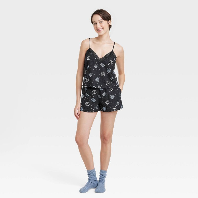 Women's Lace Trim Woven Tank and Shorts Pajama Set - Colsie™ | Target