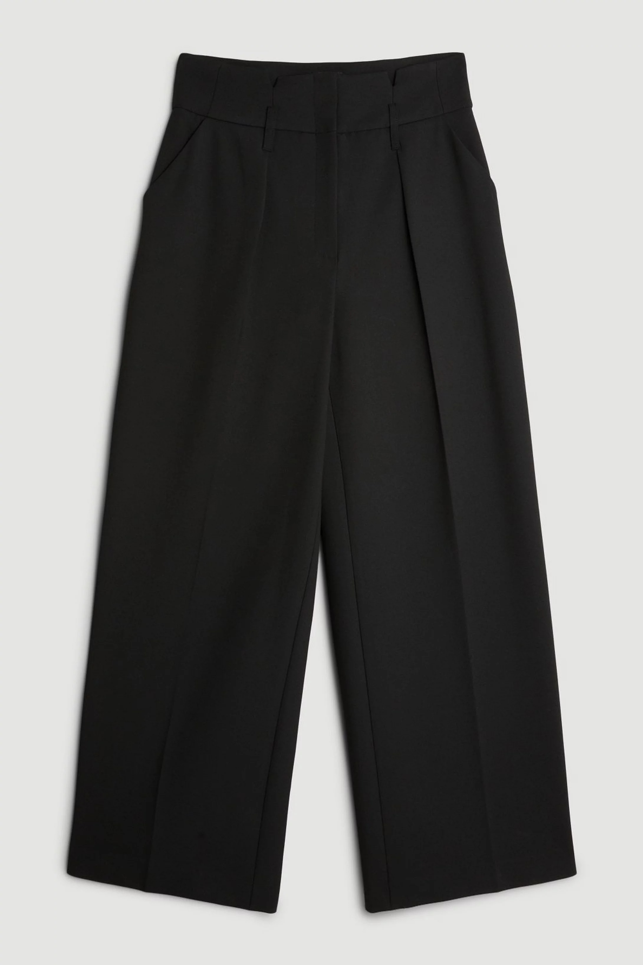 Tailored Compact Stretch High Waist Wide Leg Trousers | Karen Millen | Karen Millen UK + IE + DE + NL