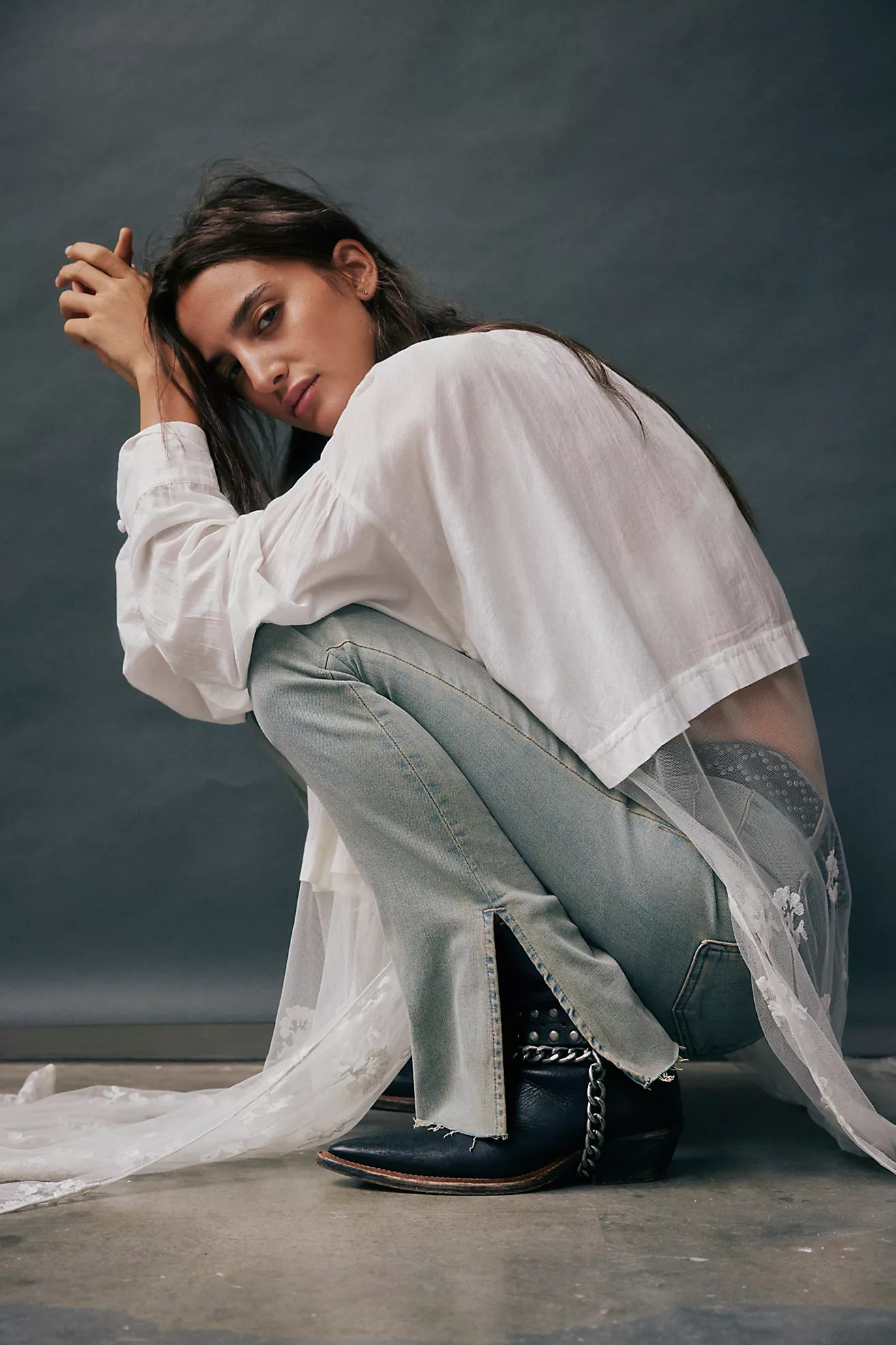 We The Free Level Up Slit Slim Flare Jeans | Free People (Global - UK&FR Excluded)