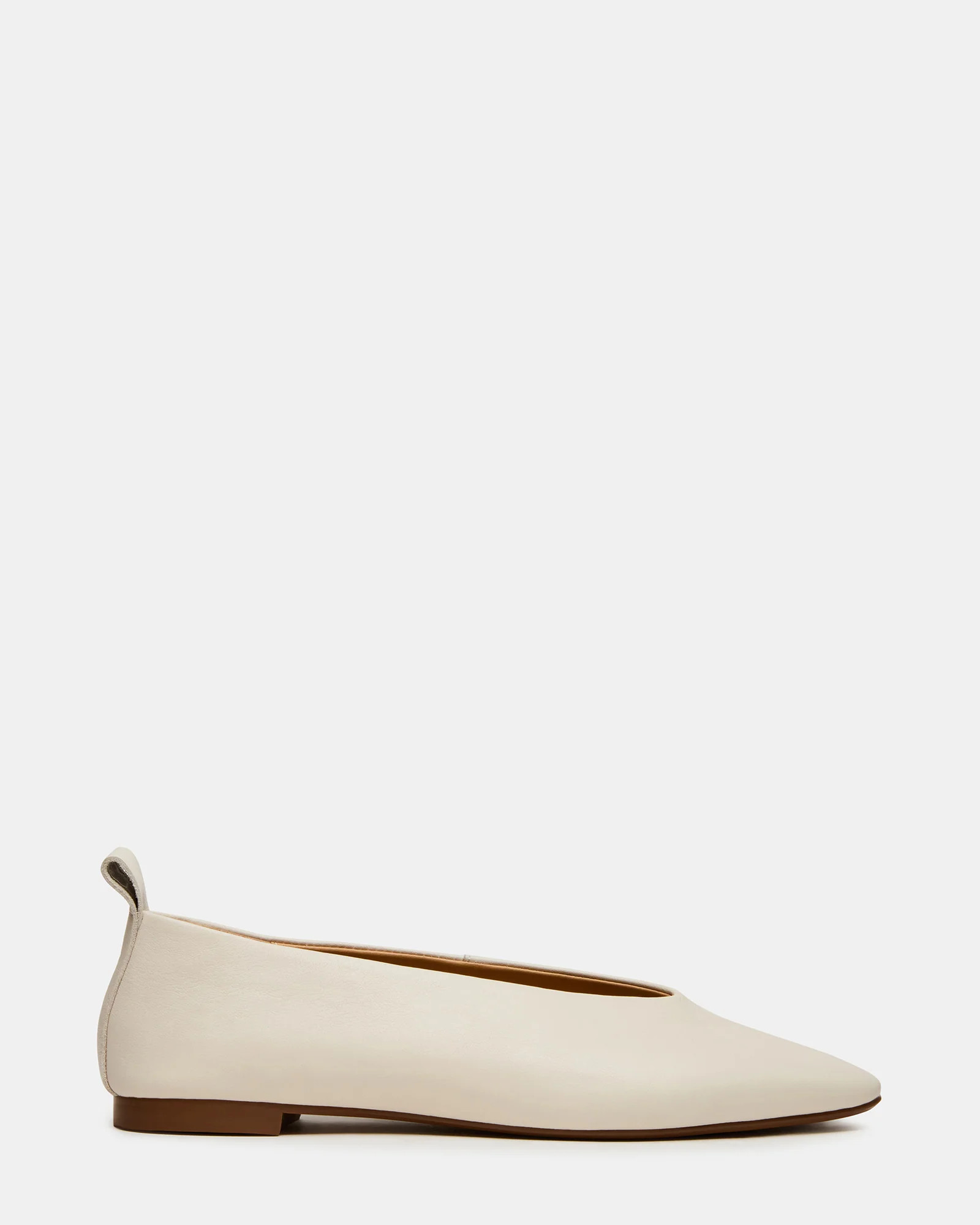SWANKY Bone Leather Almond-Toe Ballet Women's Flat | Steve Madden (US)