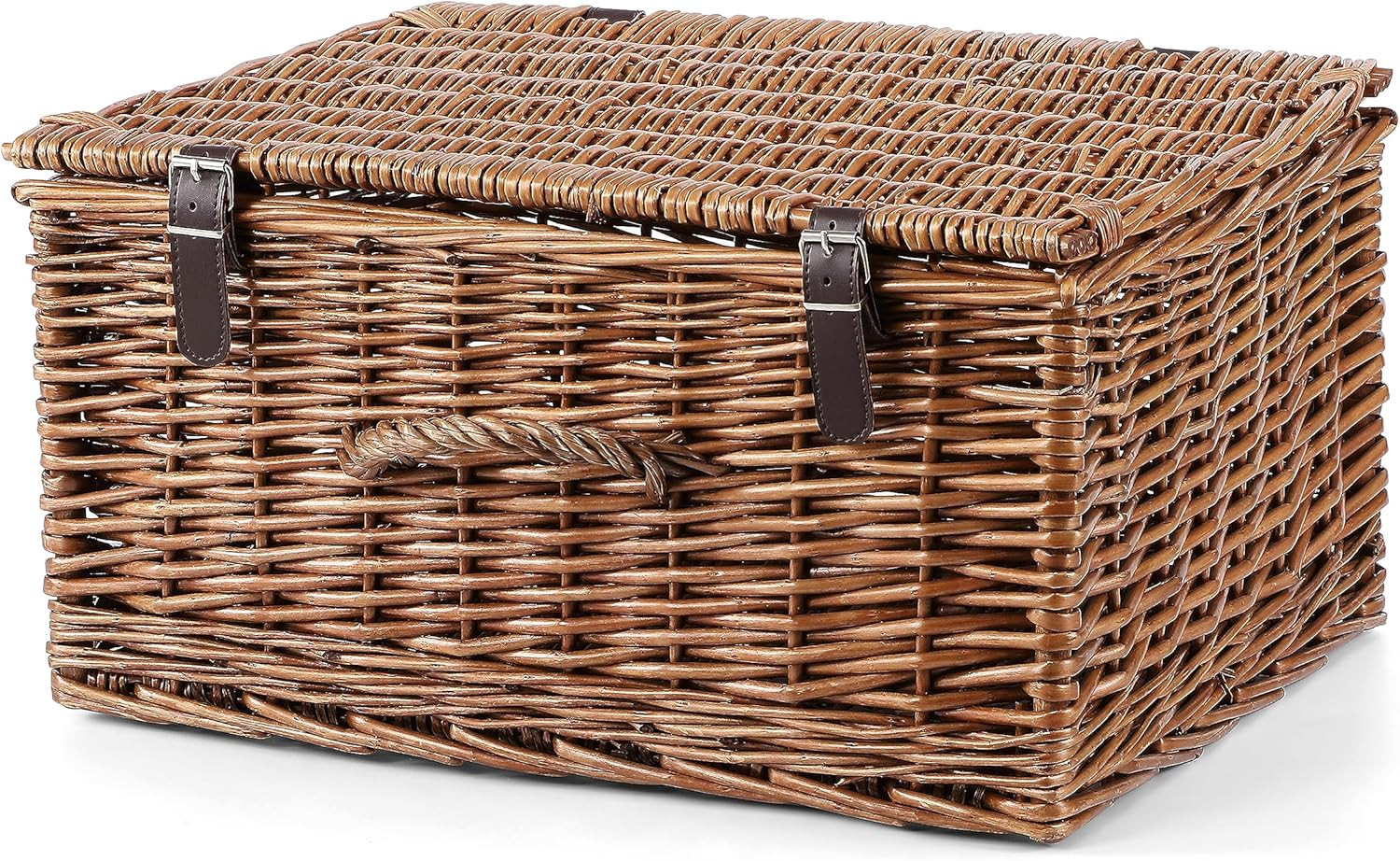Natural Dyed Wicker Hampers With Lid Perfect for Gift Hampers Shelve Basket Wardrobe Organizor Un... | Amazon (UK)