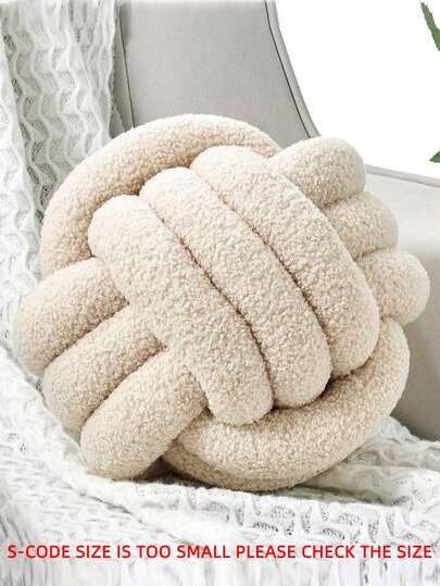 1pc Solid Color Versatile Faux Fur, Handwoven 3-Strand Ball Decor Pillow, Sofa Coffee Table Decor... | SHEIN