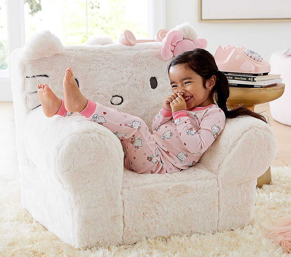 Kids Anywhere Chair®, Hello Kitty® Faux Fur Ivory | Pottery Barn Kids