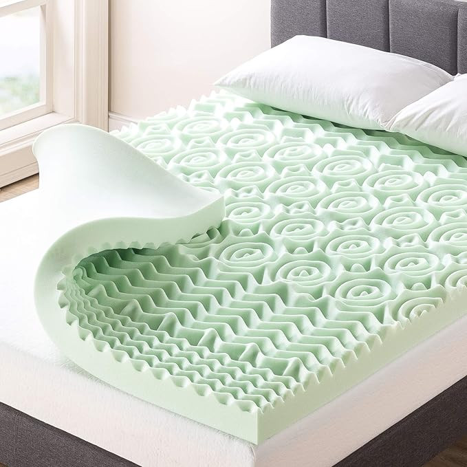 Mellow 4 Inch 5-Zone Memory Foam Mattress Topper, Calming Green Tea Infusion, Twin | Amazon (US)