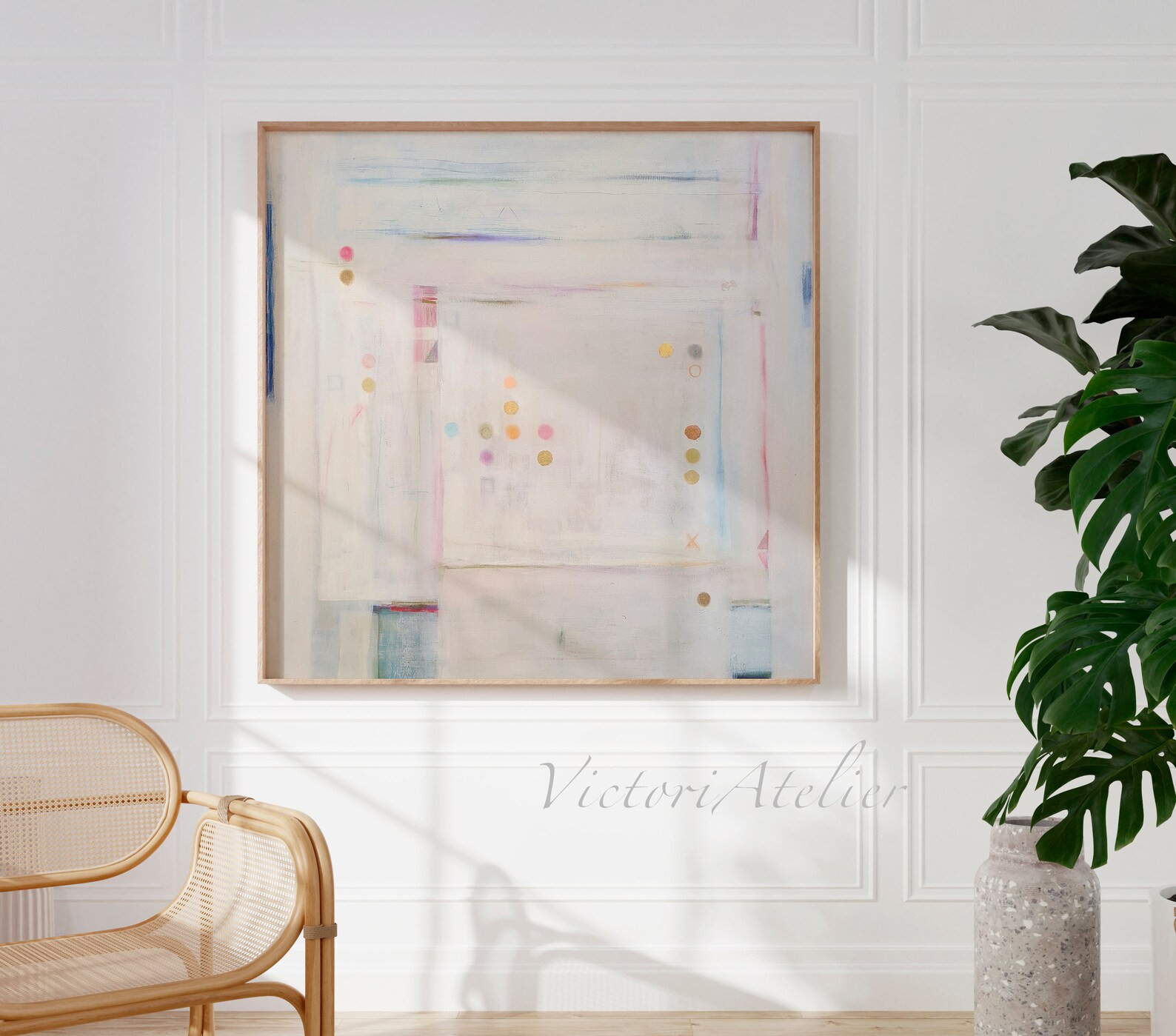 Minimalist Abstract Art, off White and Pastel Colors Modern Abstract Painting, Statement Living R... | Etsy (US)