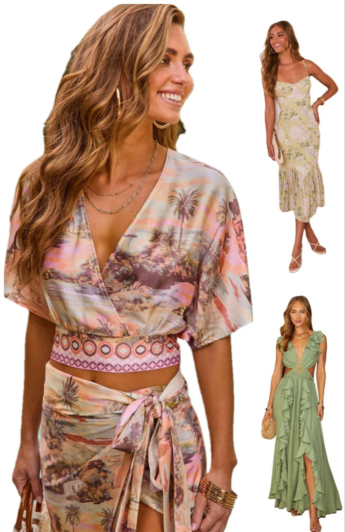 Size down on set and green maxi dress! Midi dress true to size 

