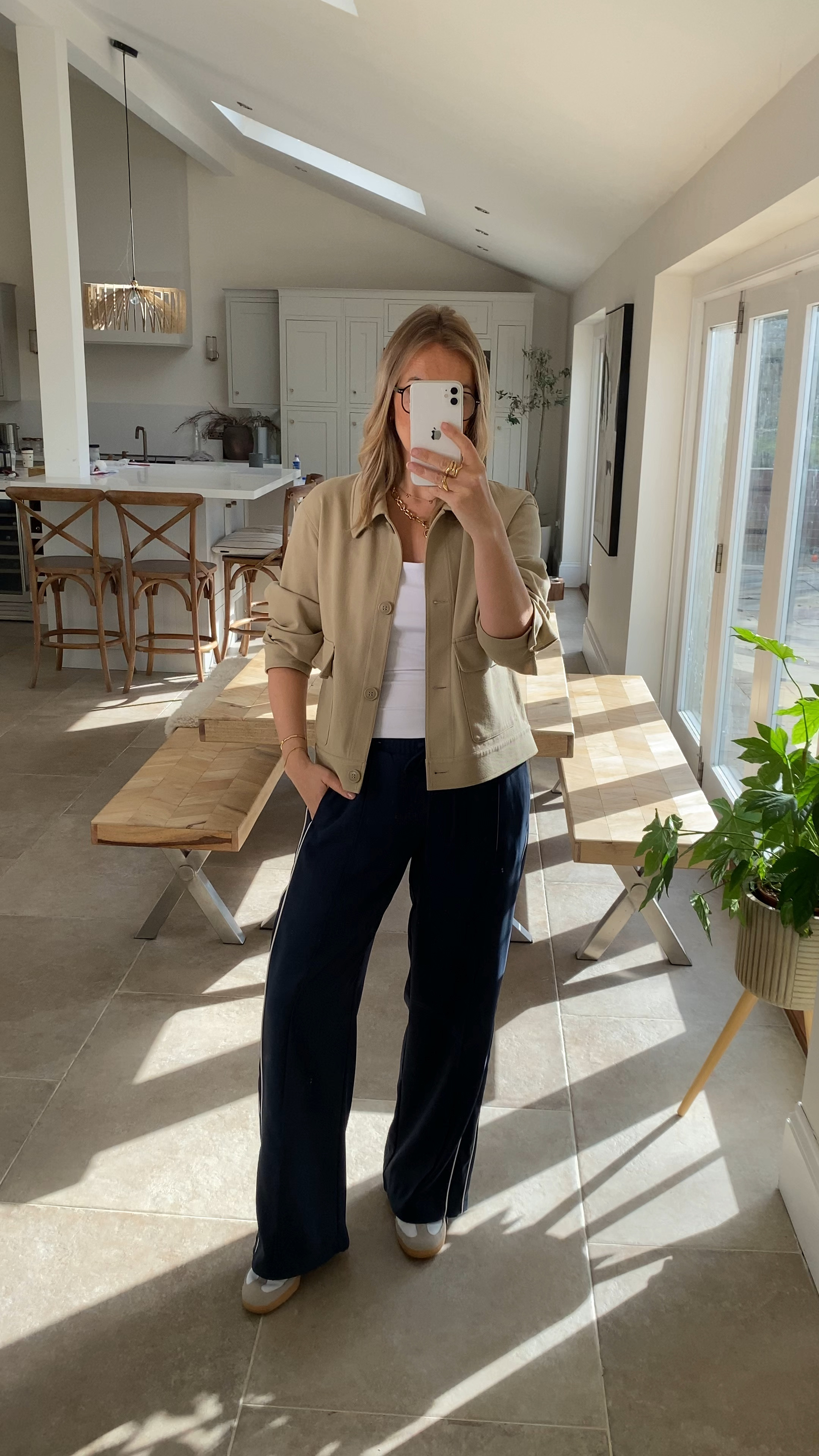 Simple , chic & comfortable spring outfit . 
Jacket currently half price ! 
I wear medium in the jacket , trousers a medium long and medium in the tank. 

#LTKtravel #LTKspring #LTKuk