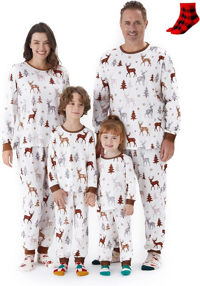 PATPAT Christmas Family Matching Pajama Sets Includes Christmas Socks - Perfect for Family Photos... | Amazon (US)