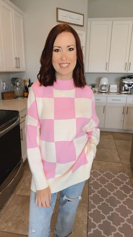 The cutest checkered sweater for Valentine’s Day! 

I’m in a medium & sized up for an oversized look 💕

#LTKSeasonal #LTKstyletip #LTKVideo