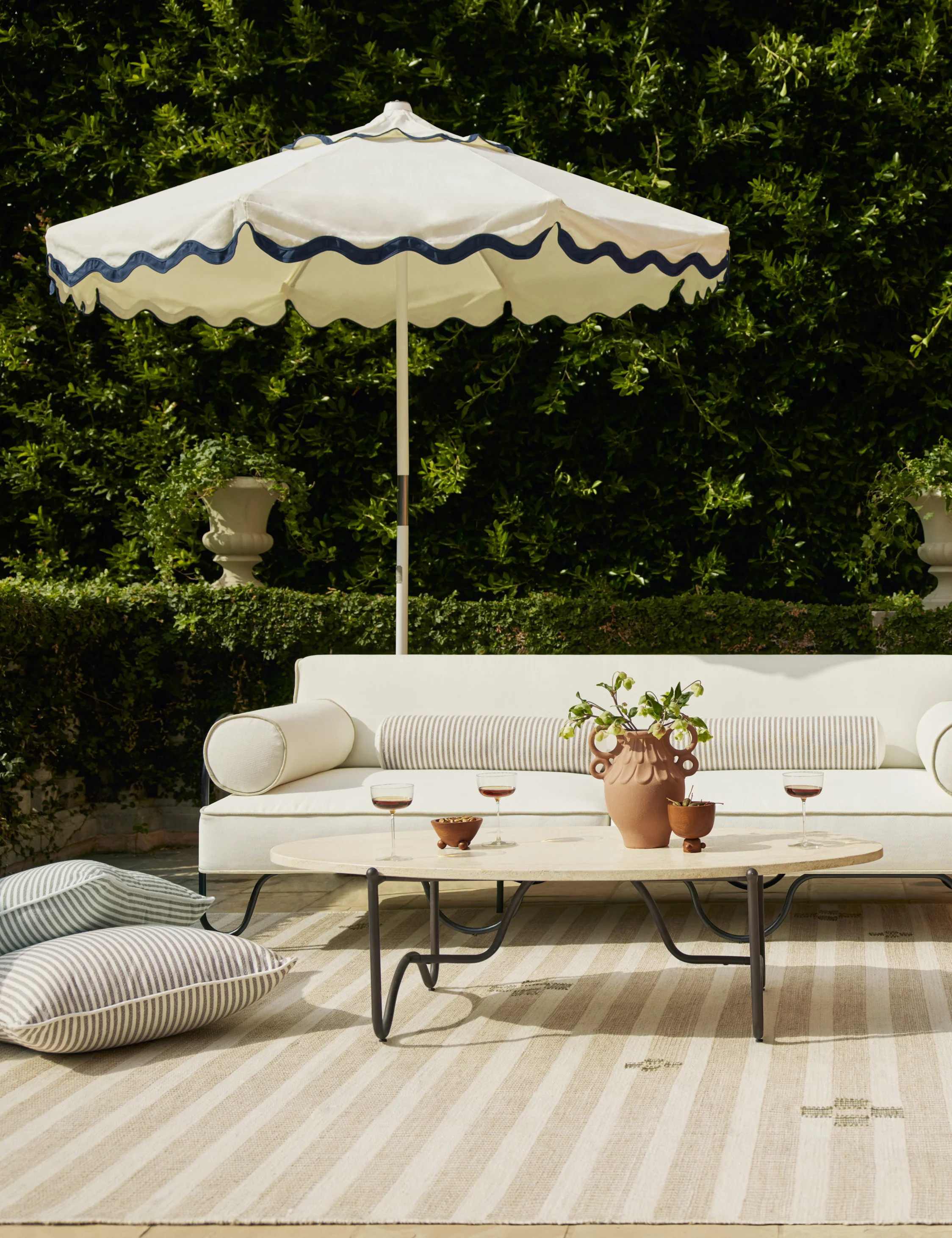 Market Umbrella by Business & Pleasure Co., Riviera White + Navy | Lulu and Georgia 