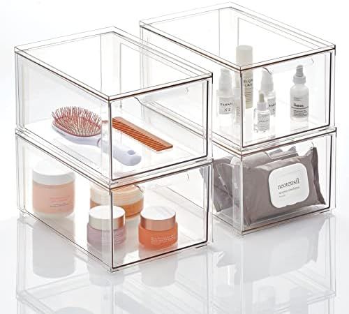 mDesign Plastic Stackable Cosmetic Storage, Makeup Organizer with Easy Pull-Out Drawer for Organizin | Amazon (US)