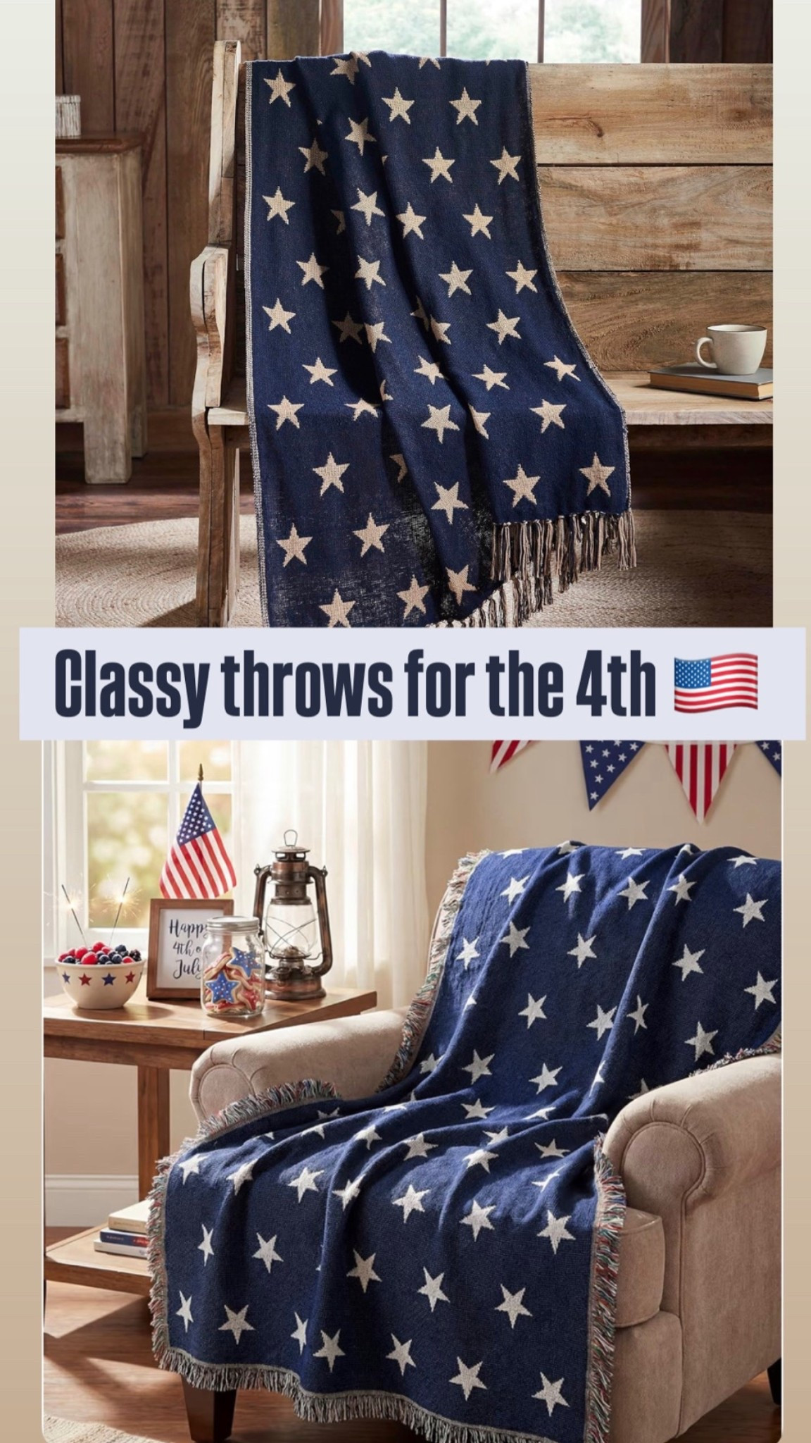 Super cute and classy blankets for the 4th of July (but I’d use these starting Memorial Day through Labor Day!). See prior post for a video of the bottom one. Both so fun!

#LTKHome #LTKSeasonal