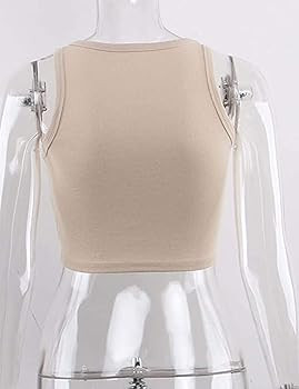 MISSACTIVER Women Basic Sleeveless Vest Crop Tank Top Casual Crew Neck Binding Crop Top | Amazon (US)