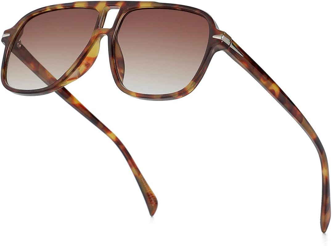 Retro Sunglasses for Men Women Vintage 70s Plastic Square Aviator Sunglasses | Amazon (US)