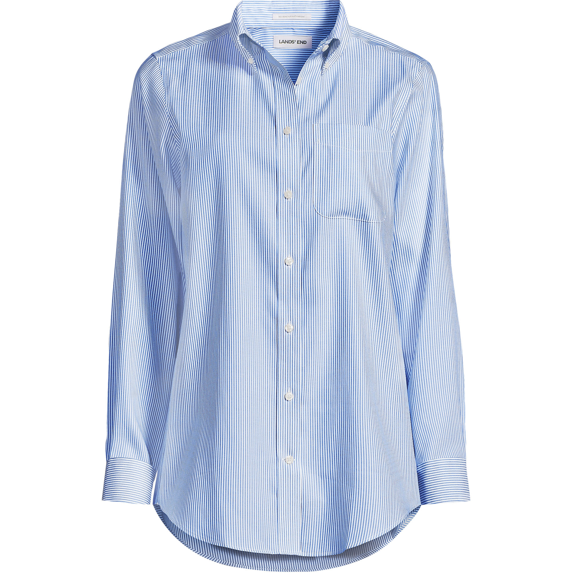 Women's Plus Size No Iron Pinpoint Mens Fit Shirt | Lands' End (US)