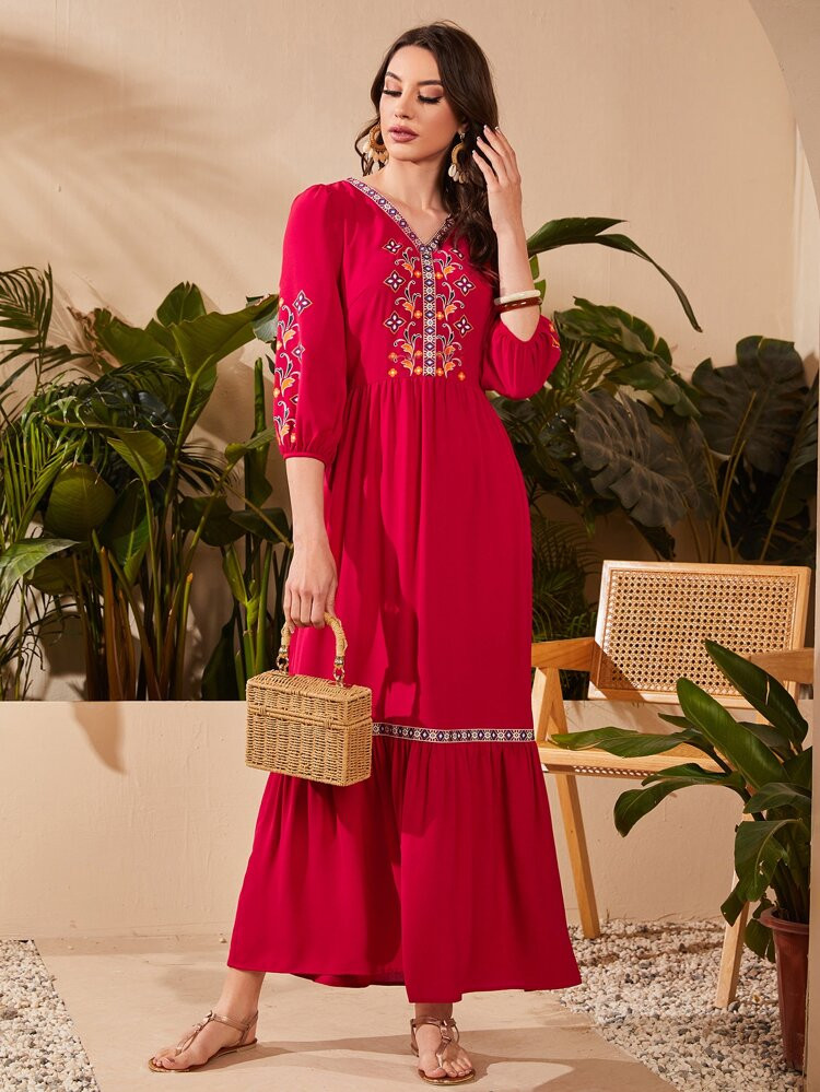 SHEIN Floral Print Bishop Sleeve Dress | SHEIN