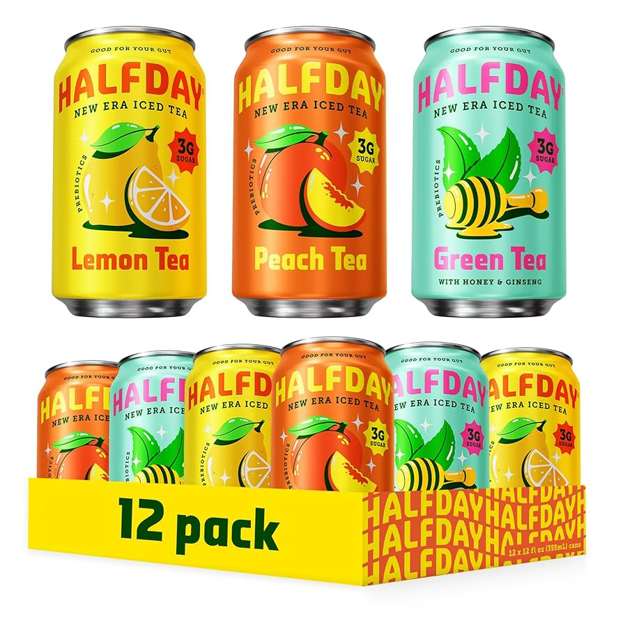 HALFDAY Prebiotic Iced Tea Lemon, Peach & Green Tea Variety Pack, Supports Digestive & Gut Health... | Amazon (US)