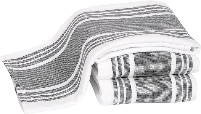 Dish Towels Dual Purpose Reversible, 100% Absorbent Cotton, Kitchen Towels Set of 3 Striped, 17" ... | Amazon (US)