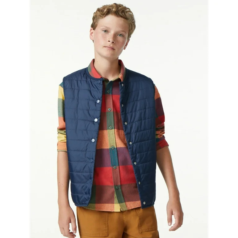Free Assembly Boys Solid Packable Vest, Sizes 4-18 - Walmart.com | Walmart (US)