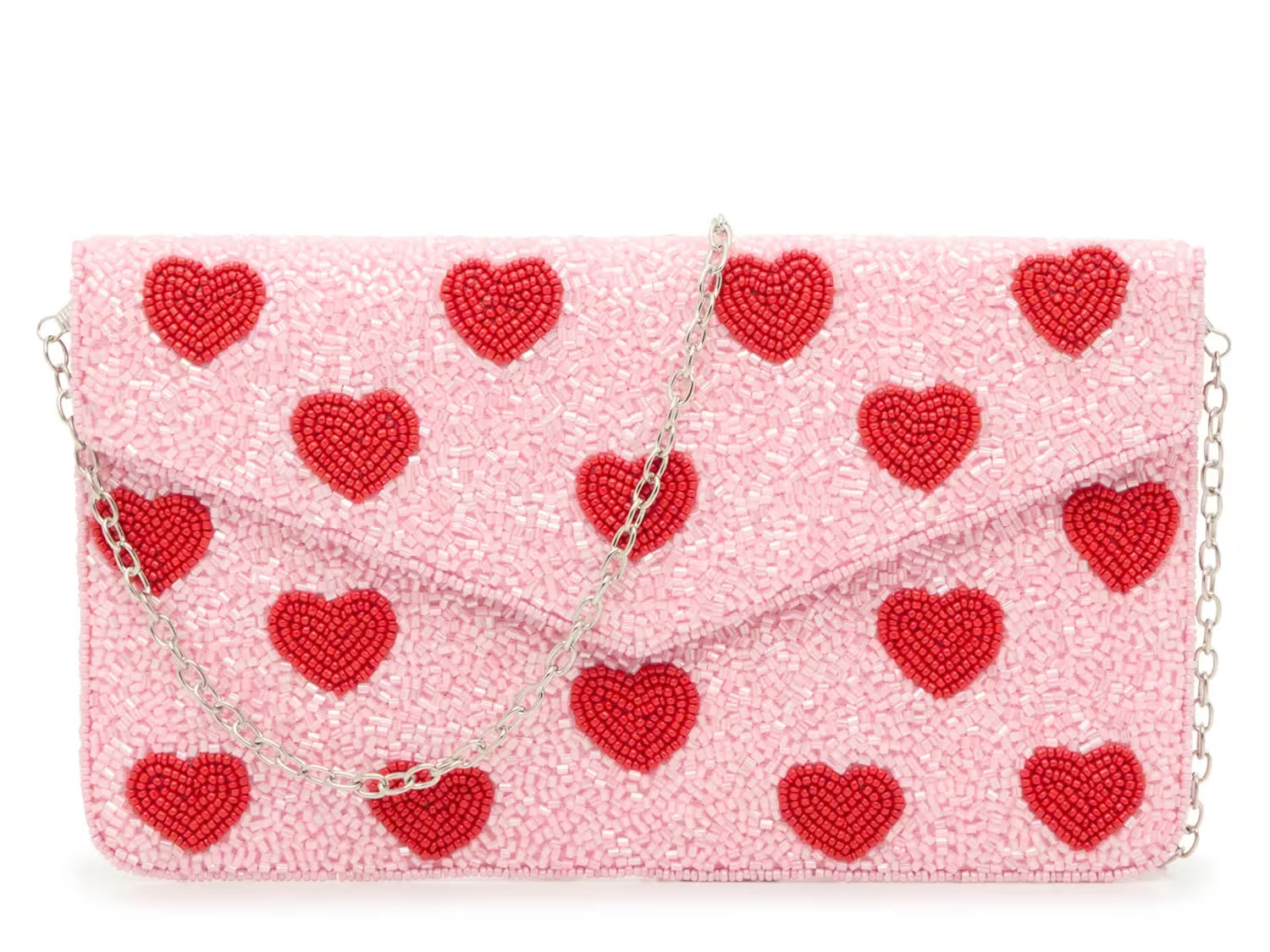 Kelly & Katie Hearts Beaded Envelope Clutch | Women's | Light Pink | Size Not Applicable | Handbags | Clutch | DSW