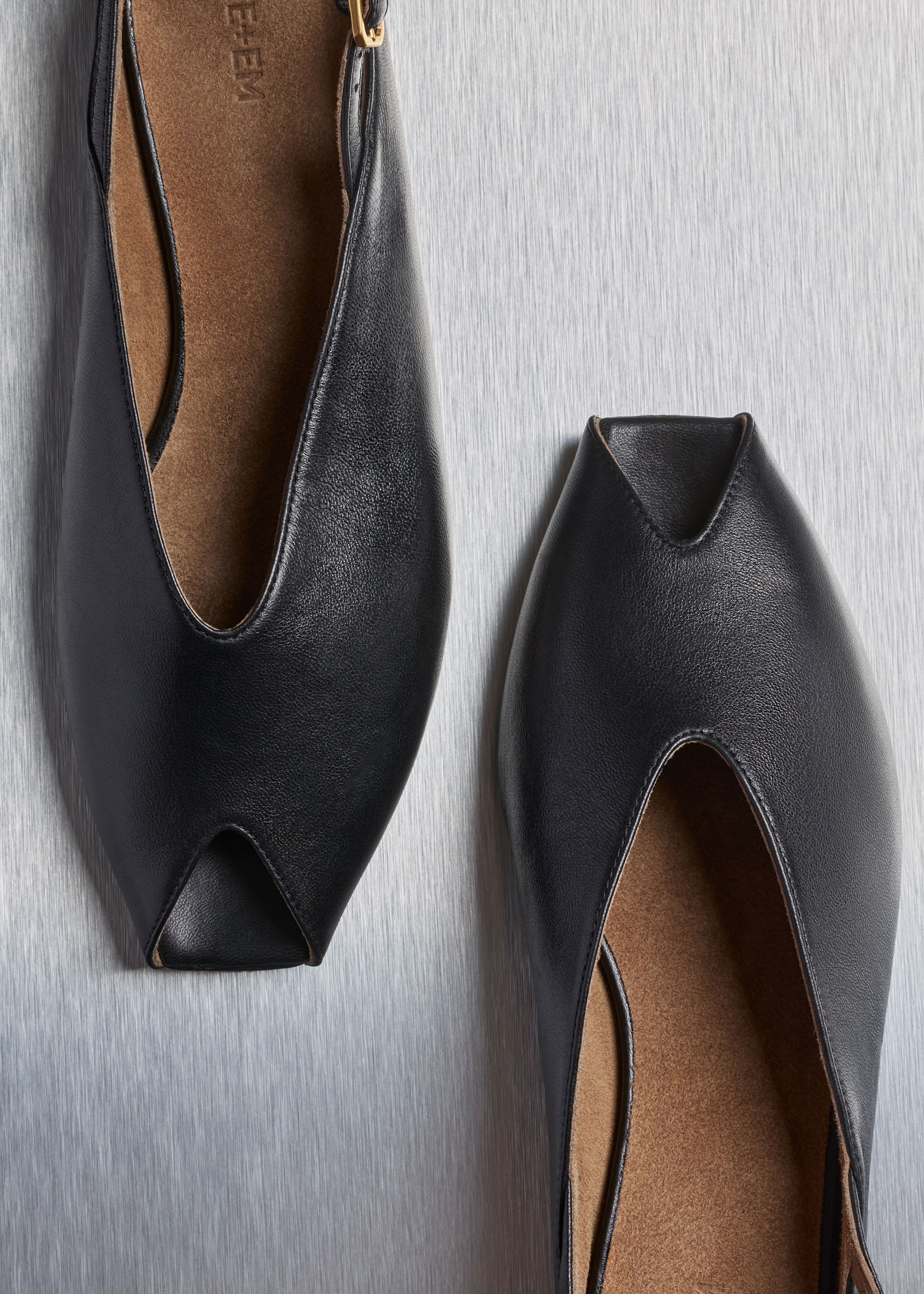 Peep Toe Flat Italian Leather | ME+EM Global (Excluding US)