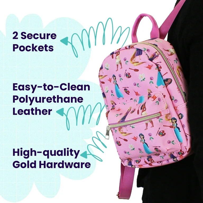Disney Princess with Flowers Mini PU Leather Backpack Purse DPCM86YT - Walmart.com | Walmart (US)