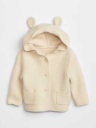 Gap Baby Bear Garter Hoodie Sweater French Vanilla Size 0-3 M | Gap US