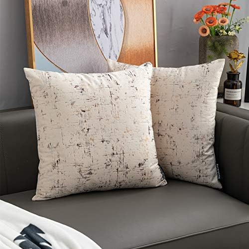 Velvet Soft Cream Throw Pillow Covers Cream Decorative Square 18x18inch Cushion Case for Sofa Bedroo | Amazon (US)