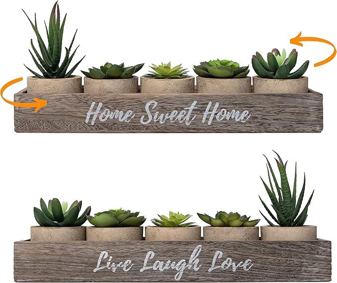 5 Rustic Set Bathroom Decor Home Decor, Kitchen, Coffee Table - Artificial Plants Flowers Succule... | Amazon (US)