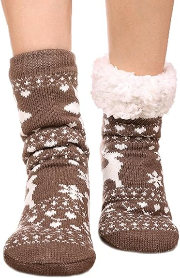 FRALOSHA Slipper Socks Reindeer Home floor Socks Winter Warm Cozy Fuzzy lined Socks Super Soft Wo... | Amazon (CA)