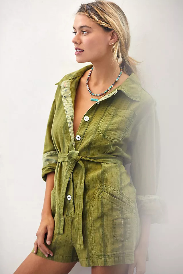 Pilcro Linen Dye Romper | Anthropologie (US)