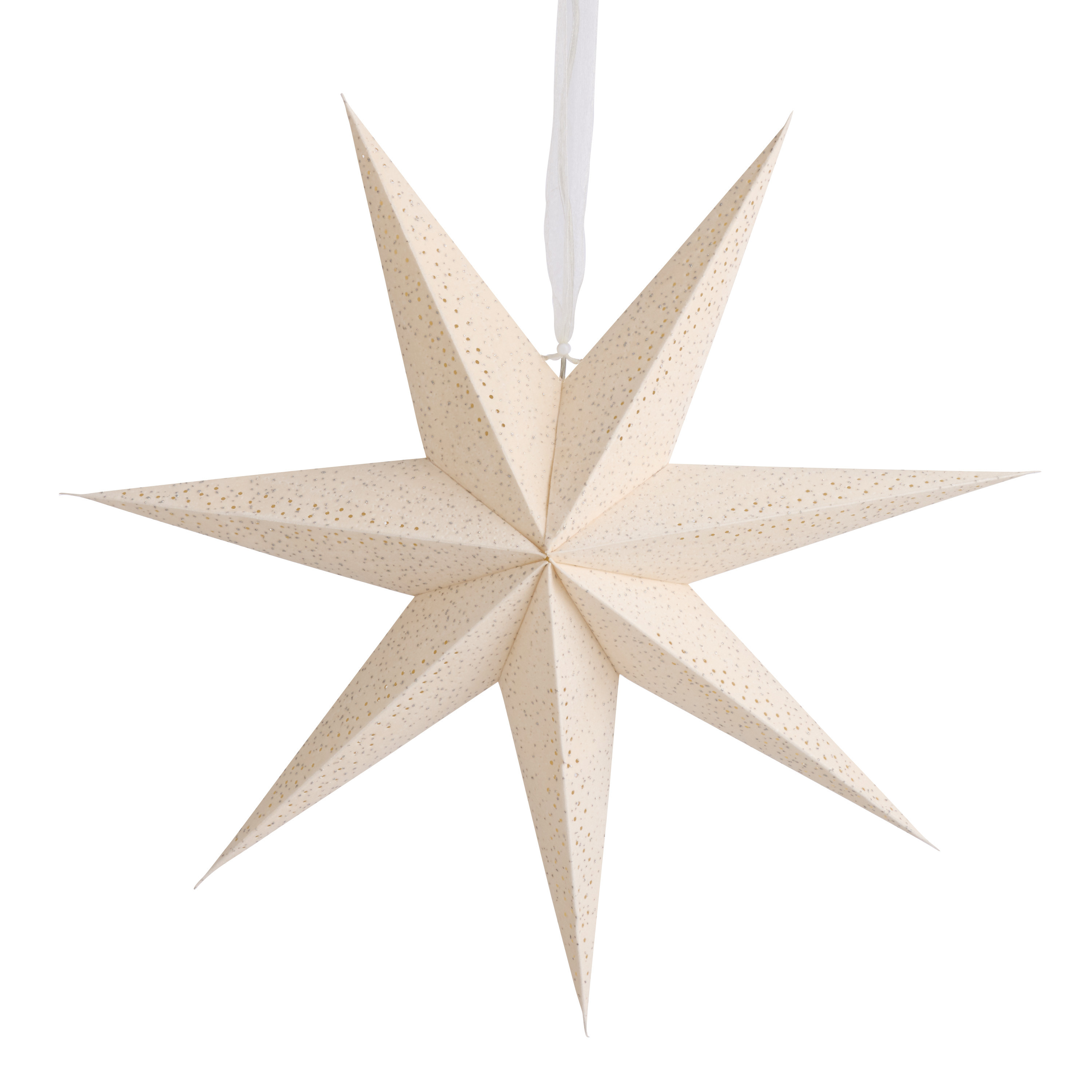 White and Silver Velvet Paper Star Hanging Decor | World Market