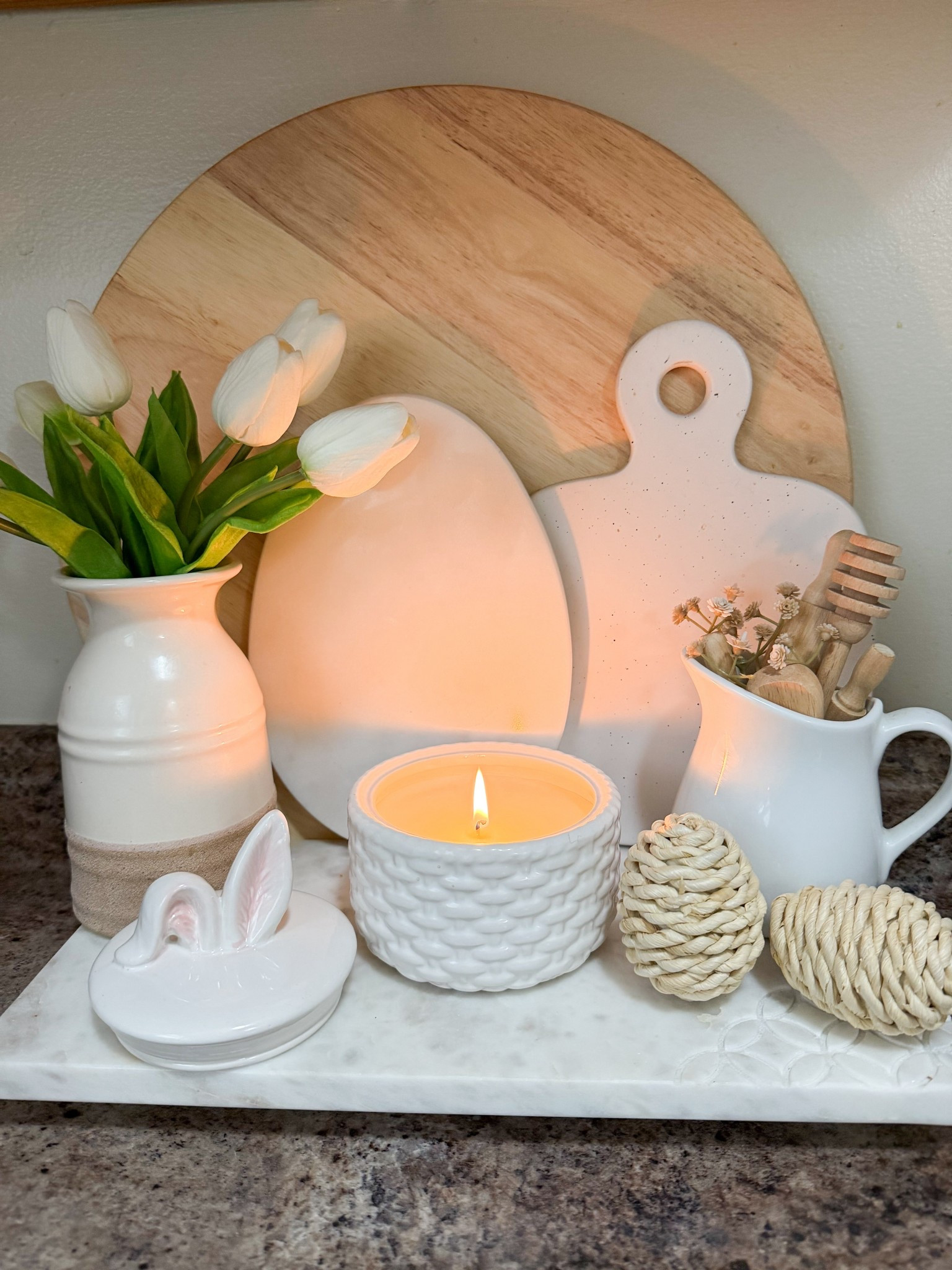 Easter kitchen tray decor🐰🤍✨