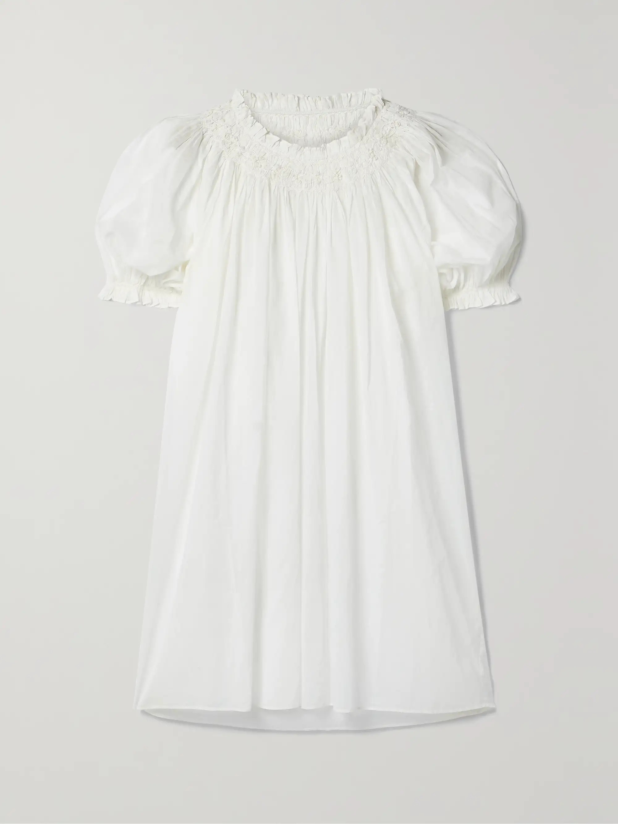Odessa gathered embroidered organic cotton-voile mini dress | NET-A-PORTER (US)