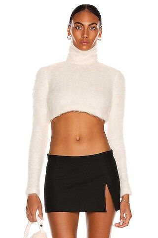 White Cropped Mohair Sweater | FWRD 