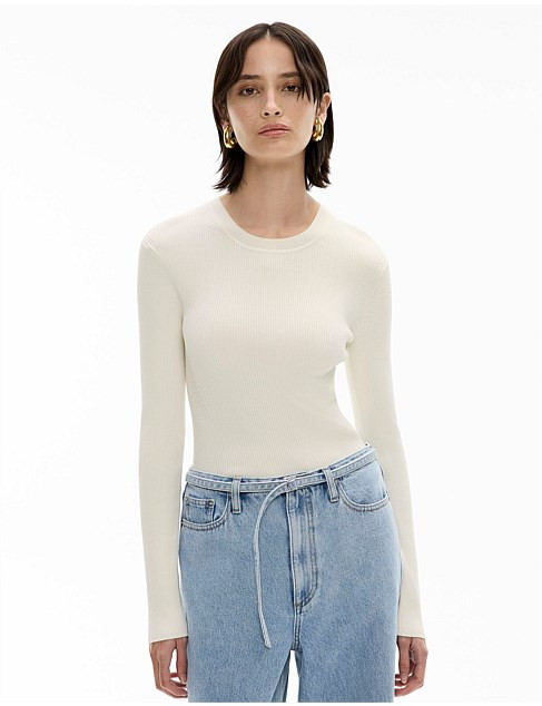 Crew Rib Long Sleeve Knit | David Jones (Australia & New Zealand)