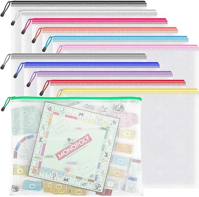 Umriox Zipper Pouch, 16.9x12.4 in (12 Colors, 12 Packs), Extra Large Zipper Bags, Waterproof Zipp... | Amazon (US)