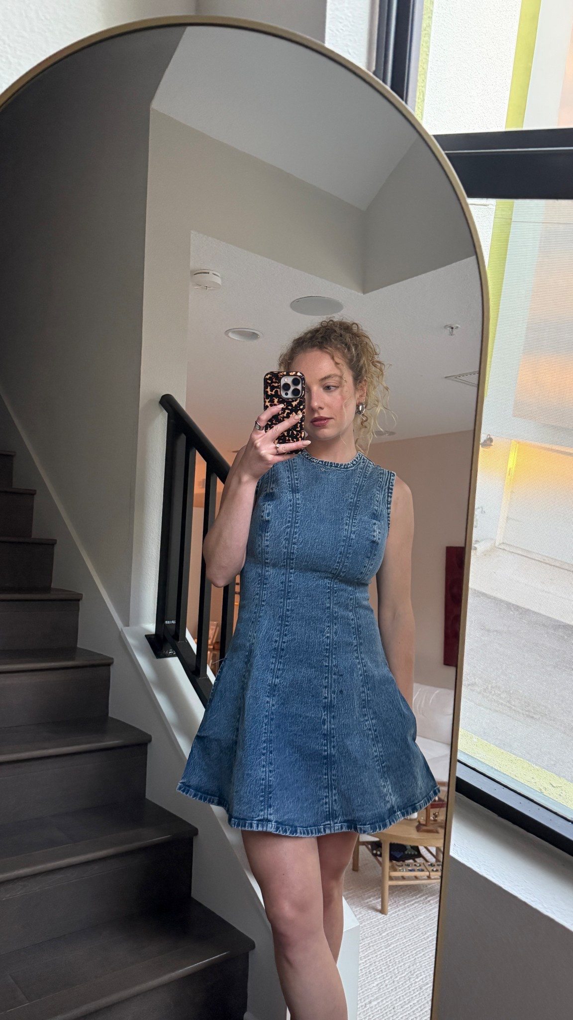 Denim mini dress so cute comfy and it has pockets ✨ #fashion #dress