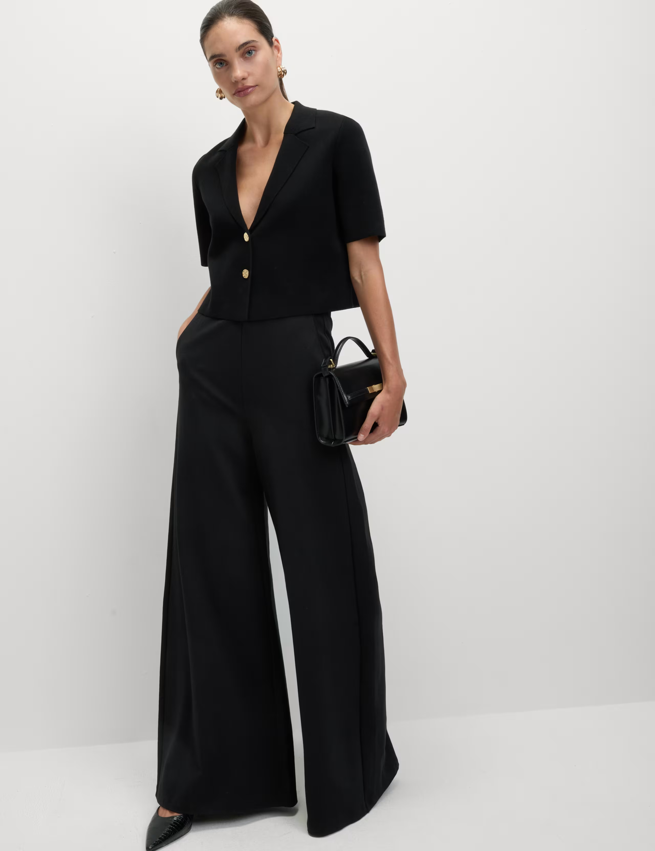 Ponte Elasticated Waist Palazzo Trousers | Marks & Spencer (UK)