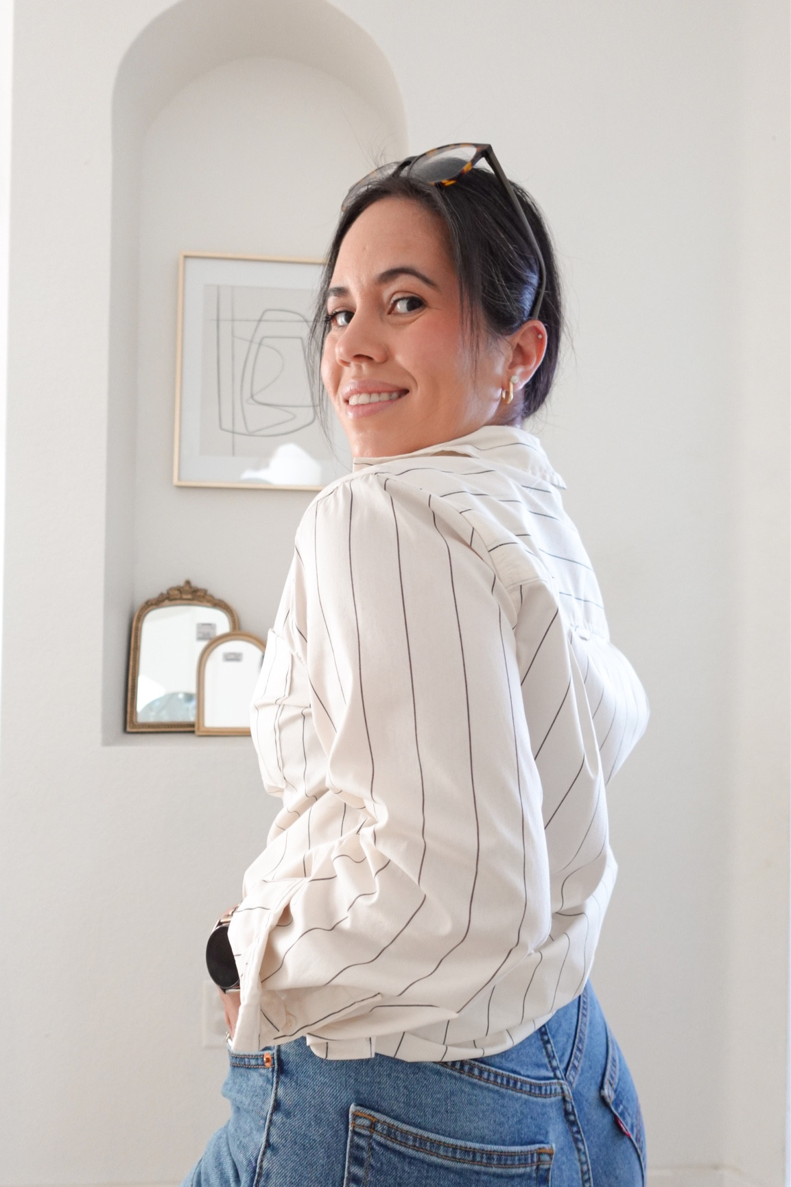 Slim fit boyfriend long sleeve button down, XS

pinstripe long sleeve | casual outfit | work top | 

#LTKStyleTip